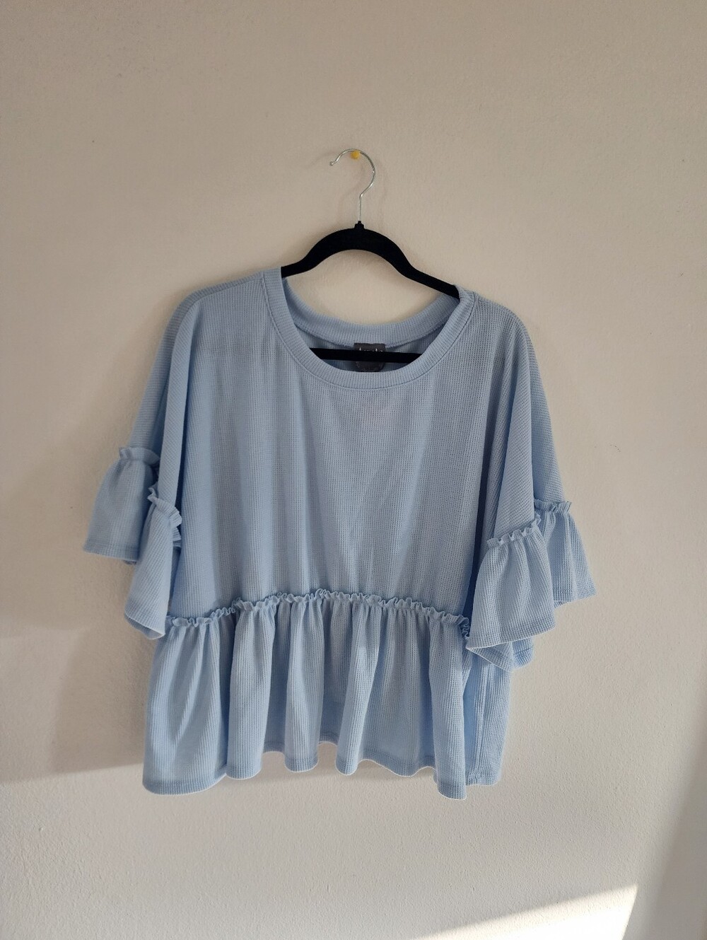 Arula Light Blue Ruffle Peplum Top - Women